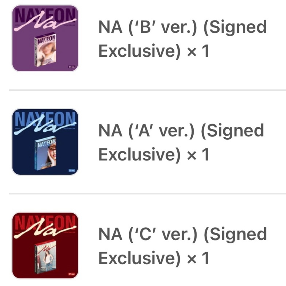 SIGNED NAYEON Twice Mini Album Na A' / B' / C' Ver Bundle! Exclusive CD